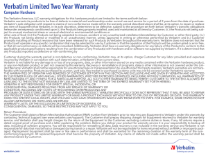 Verbatim Limited Two Year Warranty