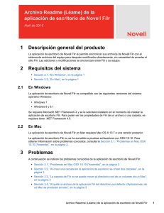 Archivo Readme (Léame) de la aplicación de escritorio de Novell Filr