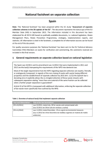 National factsheet on separate collection Spain
