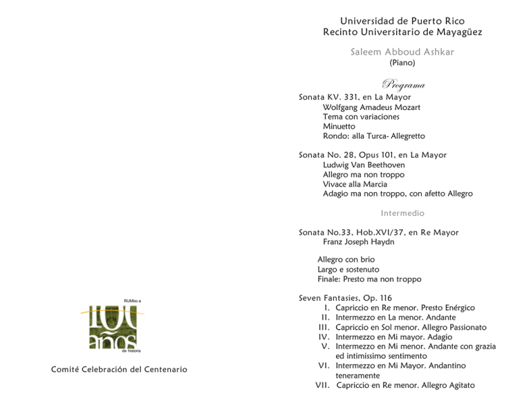 Programa Centenario Recinto Universitario de Mayagüez