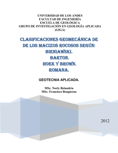 clasificaciones geomecánica de de los macizos rocosos según
