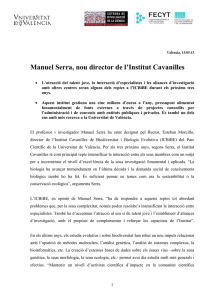 Manuel Serra, nou director de l`Institut Cavanilles