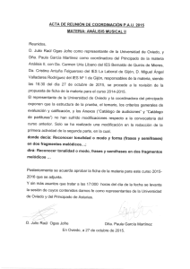 Page 1 ACTA DE REUNIÓN DE COORDINACIÓN P.A.U. 2015