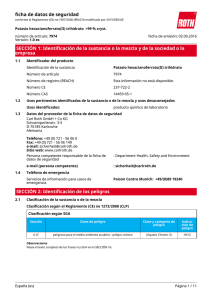 Ficha de Datos de Seguridad: Potasio hexacianoferrato(II) trihidrato