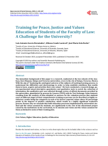 Training for Peace, Justice and Values Education of Students of the