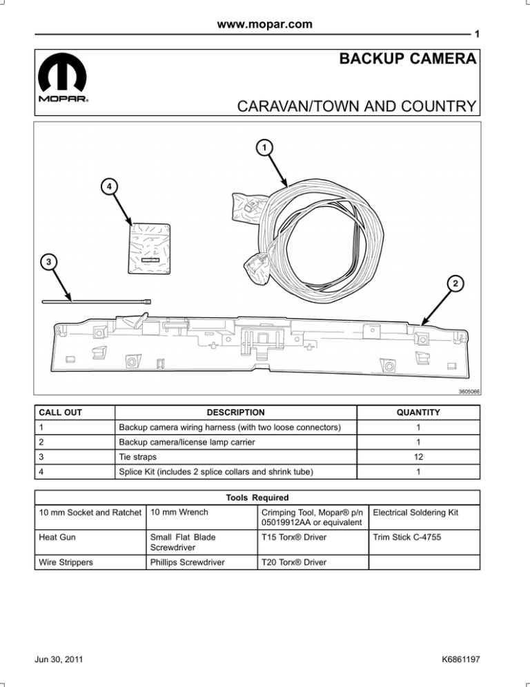backup camera caravan/town and country