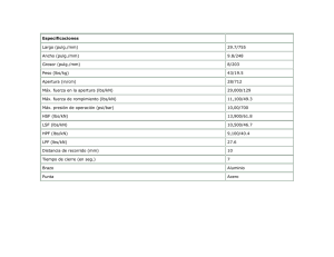 Especificaciones Largo (pulg./mm) 29.7/755 Ancho