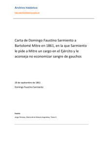 Carta de Domingo Faustino Sarmiento a Bartolomé Mitre en 1861