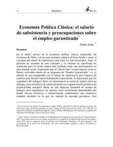 Economía Política Clásica: el salario de subsistencia y