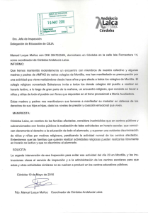 Denuncia acto religioso colegios Montilla 2016