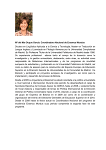 Mª del Mar Duque García. Coordinadora Nacional de Erasmus