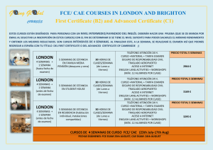 G ing Gl bal FCE/ CAE COURSES IN LONDON AND BRIGHTON