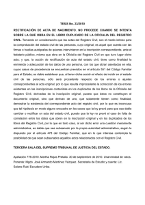 TESIS No. 23/2010 RECTIFICACIÓN DE ACTA DE NACIMIENTO