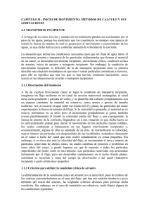 CAPITULO II : INICIO DE MOVIMIENTO, METODOS DE CALCULO Y