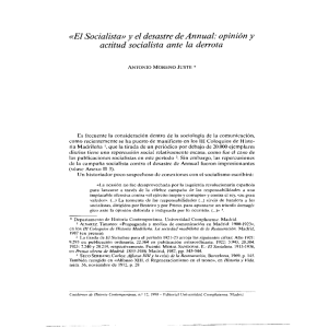 «El Socialista» y el desastre deAnnual: opinión y actitud socialista