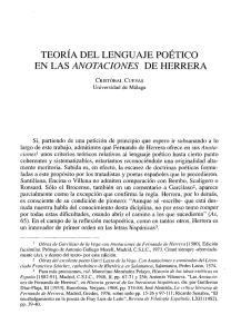 Teoría del lenguaje poético en las "Anotaciones" de Herrera