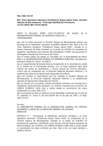 Res. DGA 16/16 Ref. Zona Operativa Aduanera Presidencia Roque