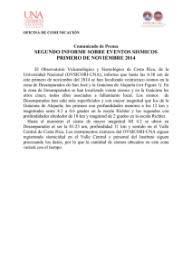 Segundo Informe: Eventos Sismicos 1ero Noviembre 2014
