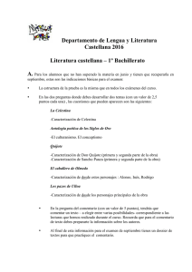 Departamento de Lengua y Literatura Castellana 2016 Literatura