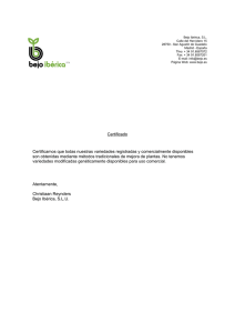 Certificado Certificamos que todas nuestras variedades