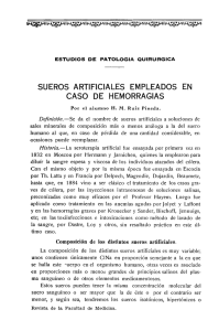 SUEROS ARTIFICIALES EMPLEADOS EN CASO DE HEMORRAGIAS