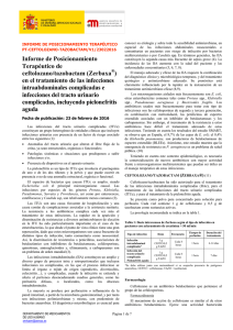 Informe de Posicionamiento Terapéutico de ceftolozano/tazobactam