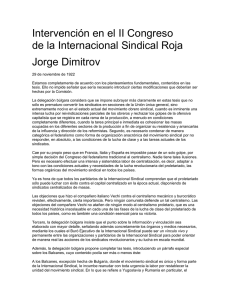 Intervencion en el II congreso de la Interacional Sindical Roja