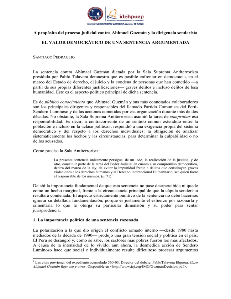 A Propósito Del Proceso Judicial Contra Abimael Guzmán Y La