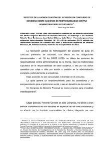 La resolución judicial de homologación del acuerdo de quita