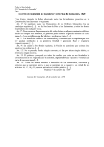 10. Decreto de supresión de regulares y reforma de monacales. 1820