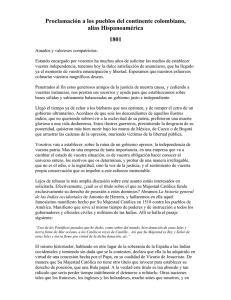 Proclamación a los pueblos del continente colombiano, alias