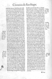 Page 1 Chronica de Sanótiago. rraleta abierto:falid fuera del Al