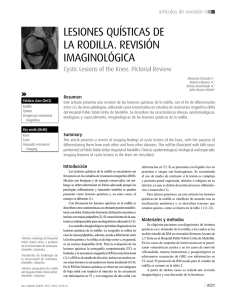 LESIONES QUÍSTICAS DE LA RODILLA. REVISIÓN IMAGINOLÓGICA
