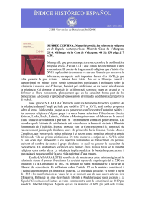 SUÁREZ CORTINA, Manuel (coord.). La tolerancia religiosa en la