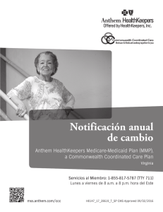 Notificación anual de cambio Anthem HealthKeepers Medicare