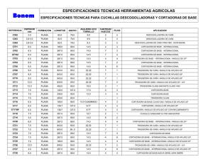 especificaciones tecnicas herramientas agricolas