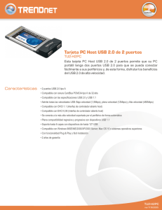 Tarjeta PC Host USB 2.0 de 2 puertos