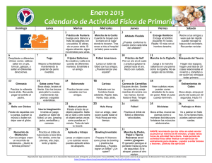 Enero 2013 Calendario de Actividad Física de Primaria