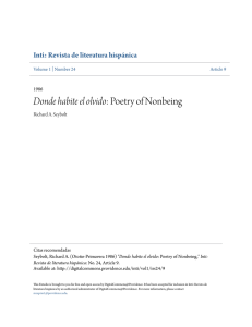 Donde habite el olvido: Poetry of Nonbeing