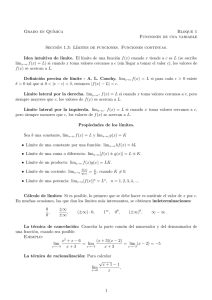 Sección 1.3: Límites de funciones. Funciones continuas