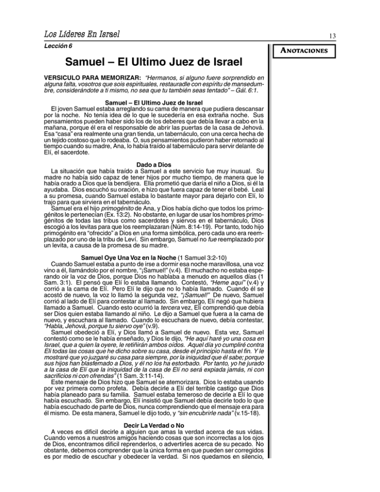 Lección 6 Samuel, el Ultimo Juez de Israel.p65