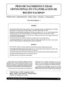 peso de nacimiento y edad gestacional en una poblacion de recien