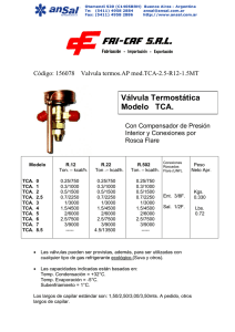 Código: 156078 Valvula termos.AP mod.TCA-2.5-R12-1.5MT