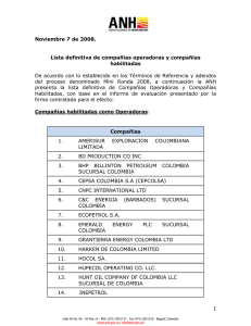 Lista Definitiva de Compañías Operadoras y Compañías