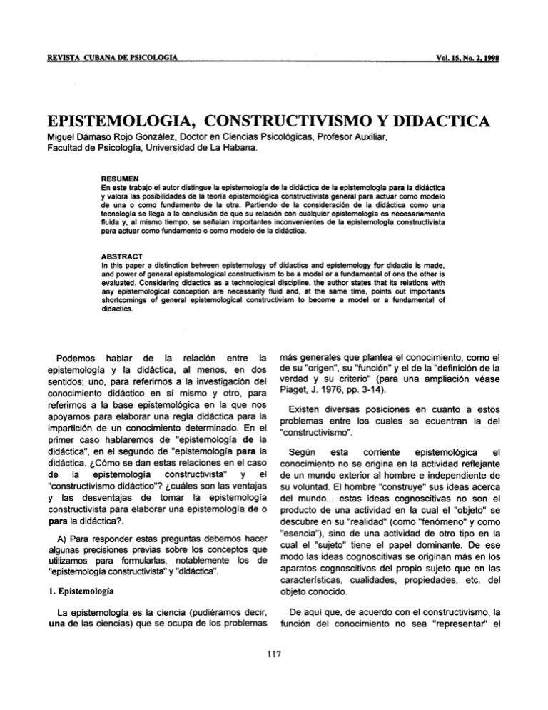 Epistemología, Constructivismo Y Didáctica