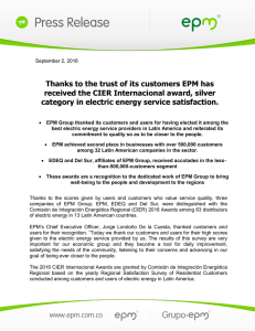 Thanks to the trust of its customers EPM has received the CIER