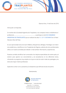 modelo carta de invitación - XIII Congreso Argentino de Trasplantes