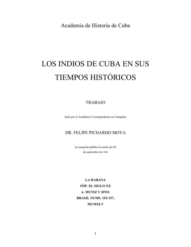 los indios de cuba en sus tiempos históricos