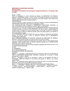 EMERGENCIA OCUPACIONAL NACIONAL Decreto 39/2003