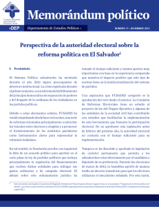 Perspectiva de la autoridad electoral sobre la reforma política en El